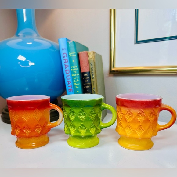 SOLD Set of 6 Vintage Fire King by Anchor Hocking Kimberly Mugs 3.75” - Picture 7 of 14